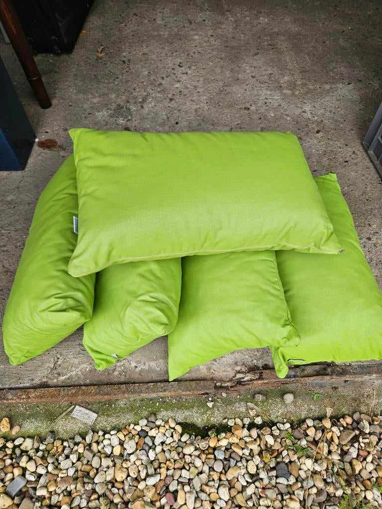 Zitting en 5 kussens voor tuinbank. Groen., Tuin en Terras, Ophalen