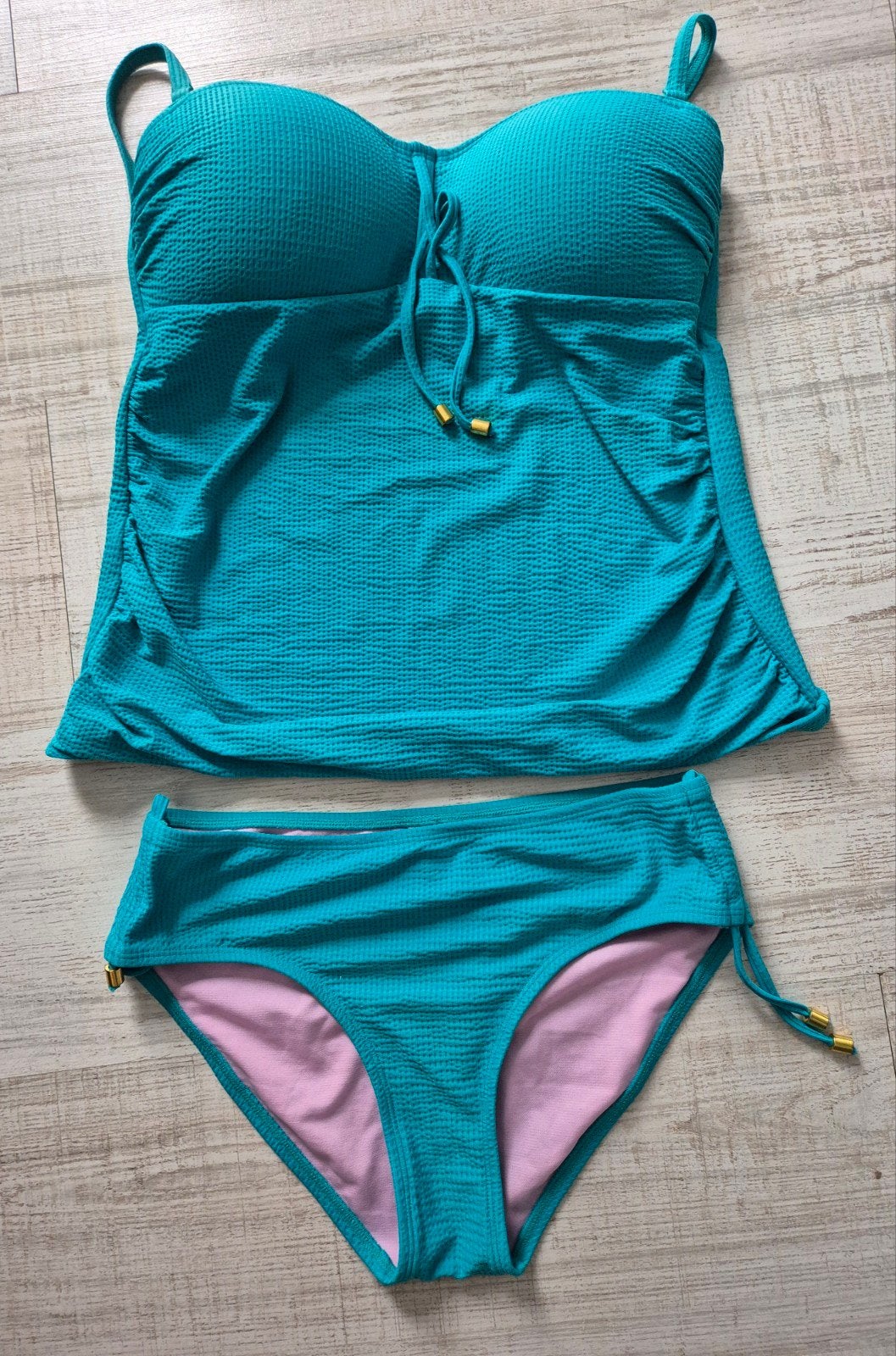 Livera tankini set, broekje 36, top 38 B/C, Blauw, Ophalen of Verzenden, Bikini, Gedragen