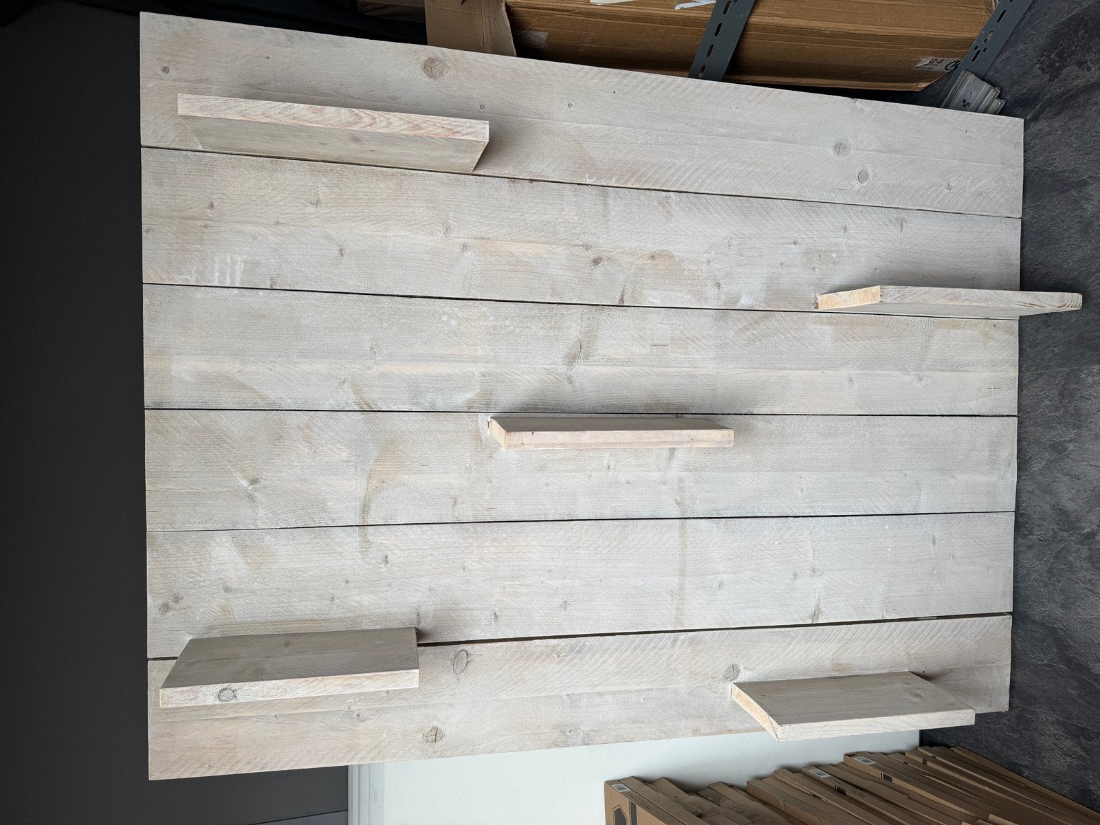 Groot Wandbord Steigerhout Wandpaneel White Wash, Ophalen, Hout, Zo goed als nieuw, Wandbord of Wandpaneel