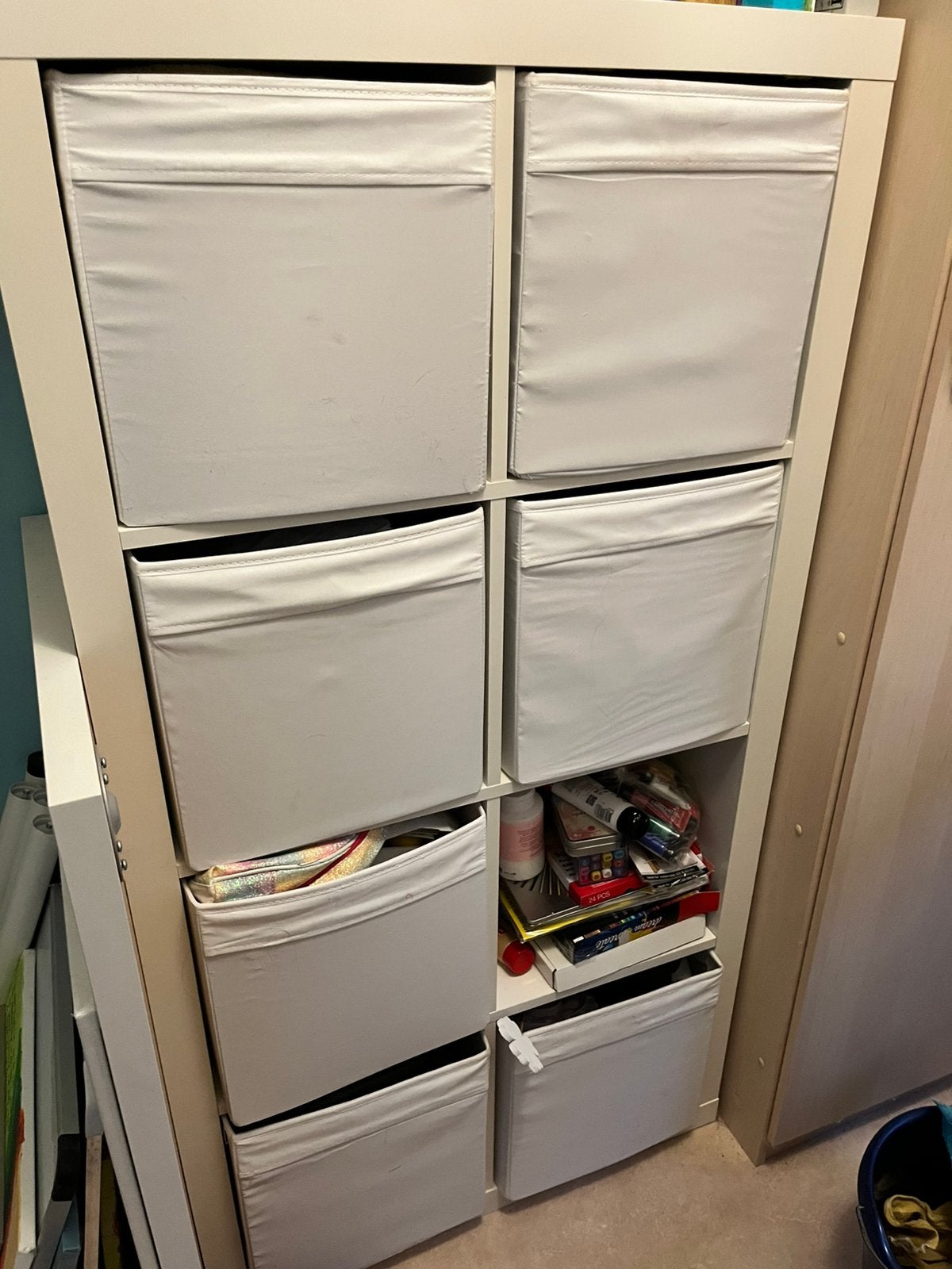8 witte ikea opberg manden, Ophalen, Gebruikt, Mand, Textiel