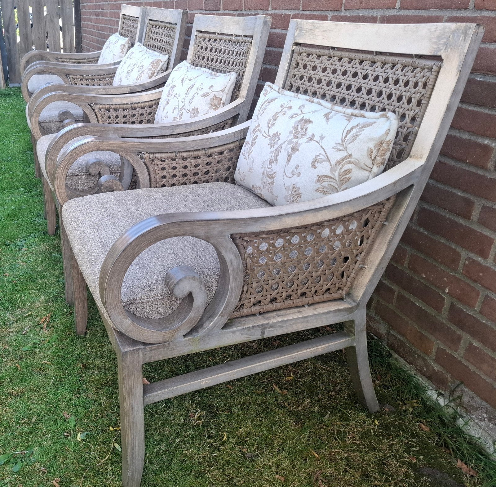 Antieke Bellagio tuinstoelen van aluminium en wicker, Tuin en Terras, Tuinstoelen, Ophalen, Gebruikt, Aluminium