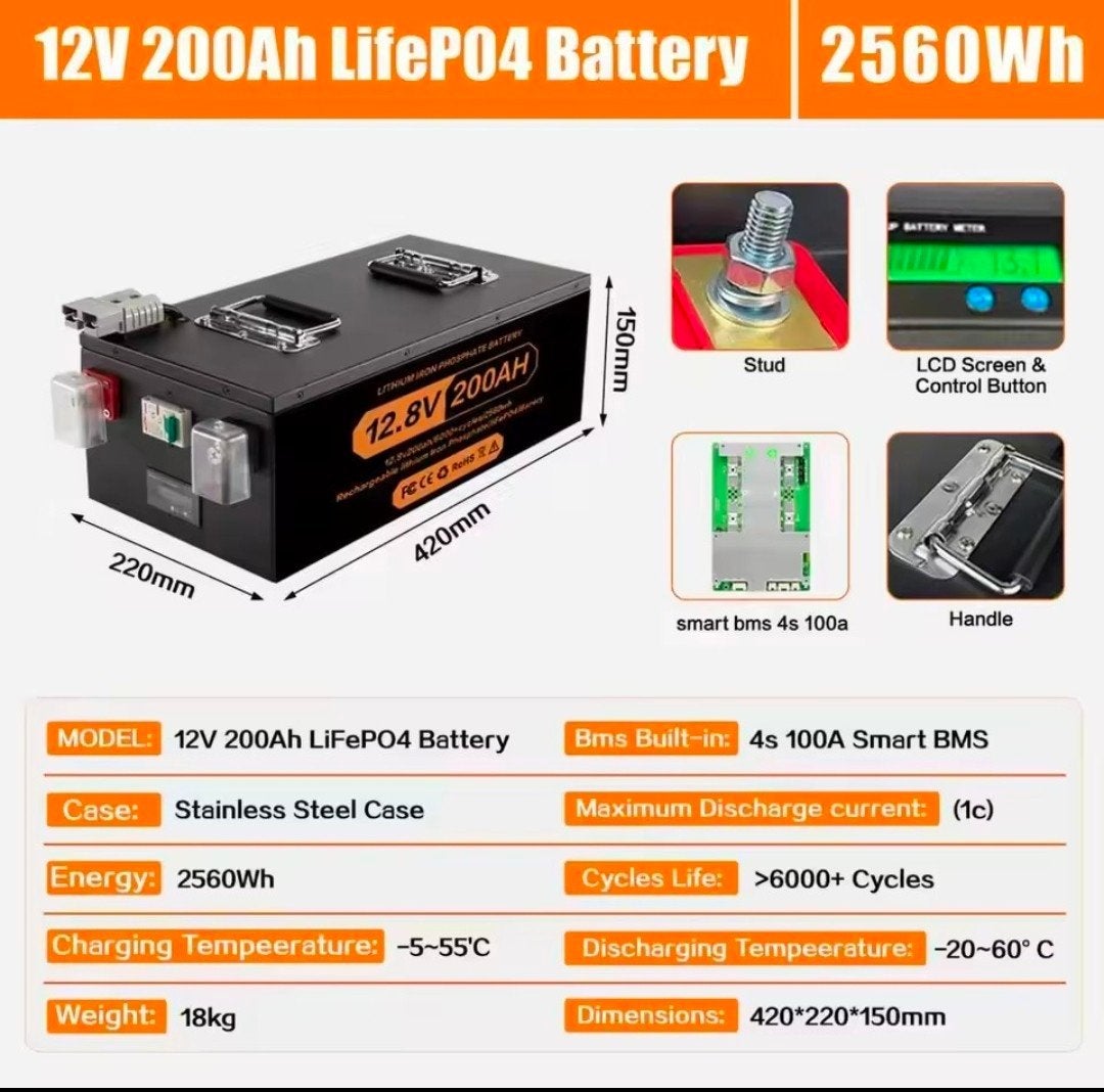 NIEUW 200Ah LiFePO4 Accu - 2560Wh met Smart BMS, Ophalen, Nieuw