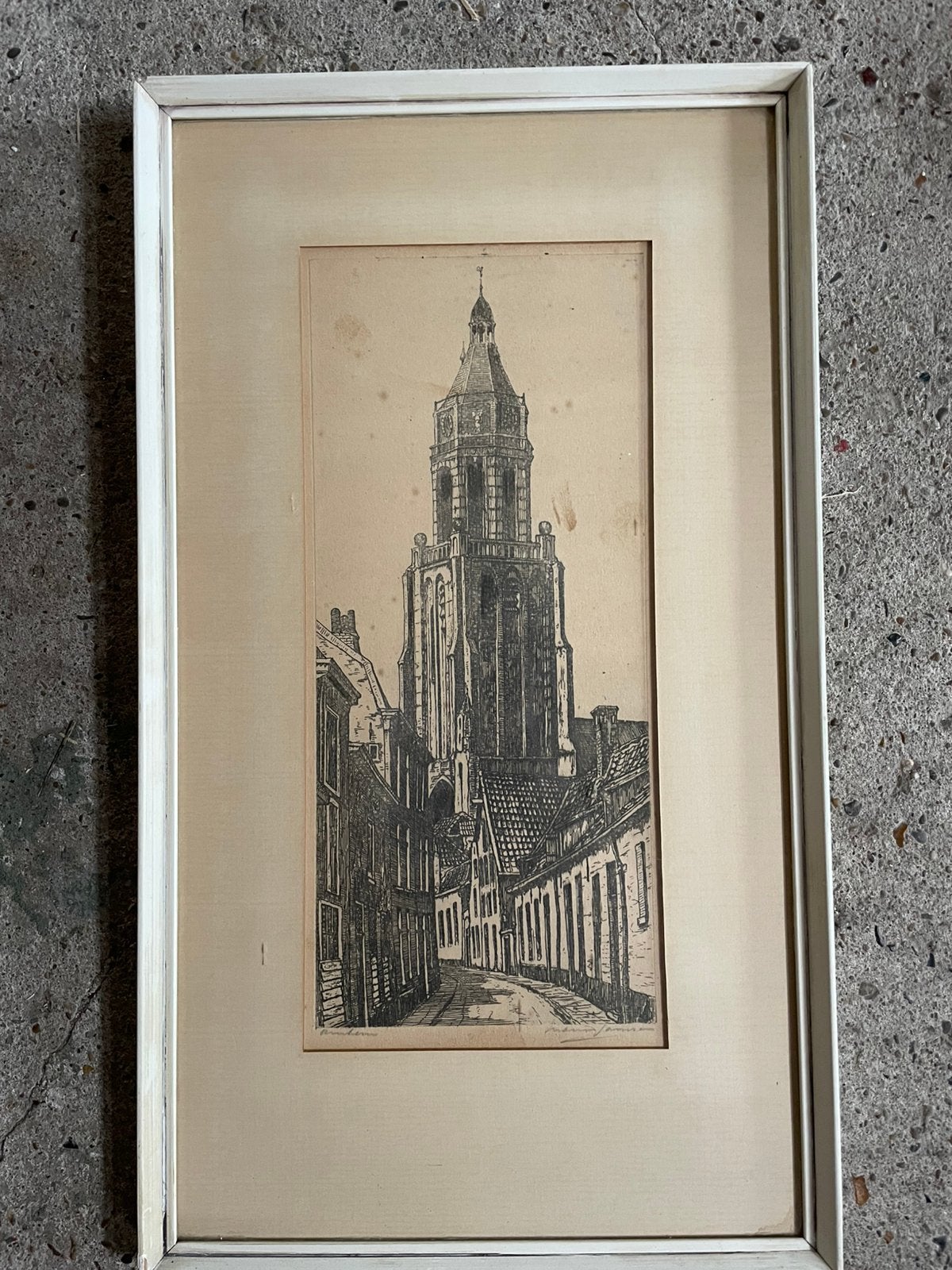 De ets van de Eusebiuskerk in Arnhem door Marius Janssen, Ophalen of Verzenden