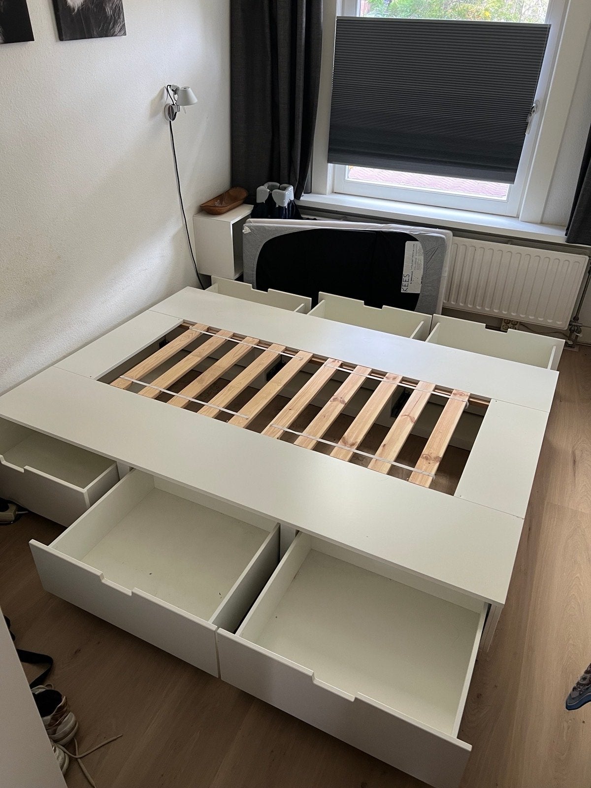 IKEA NORDLI bed 140x200 met 6 lades, Ophalen, Gebruikt, Wit, Tweepersoons