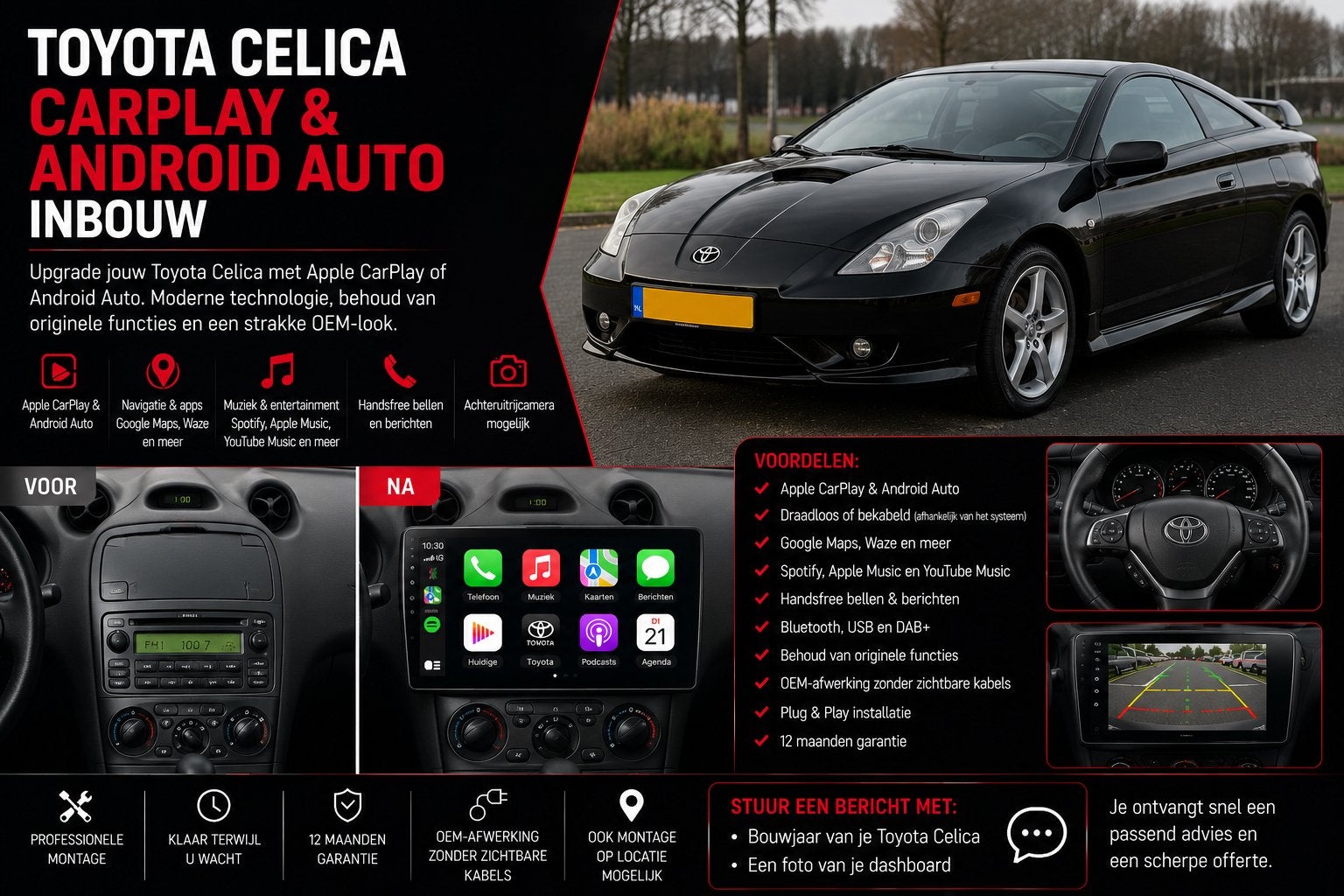 Toyota Celica CarPlay & Android Auto Inbouw, Auto diversen, Ophalen, Nieuw