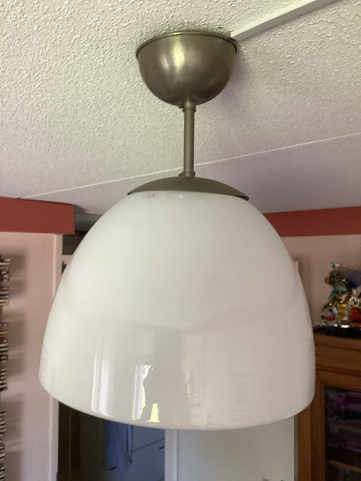 Antieke schoollamp met opaalglas, Ophalen of Verzenden
