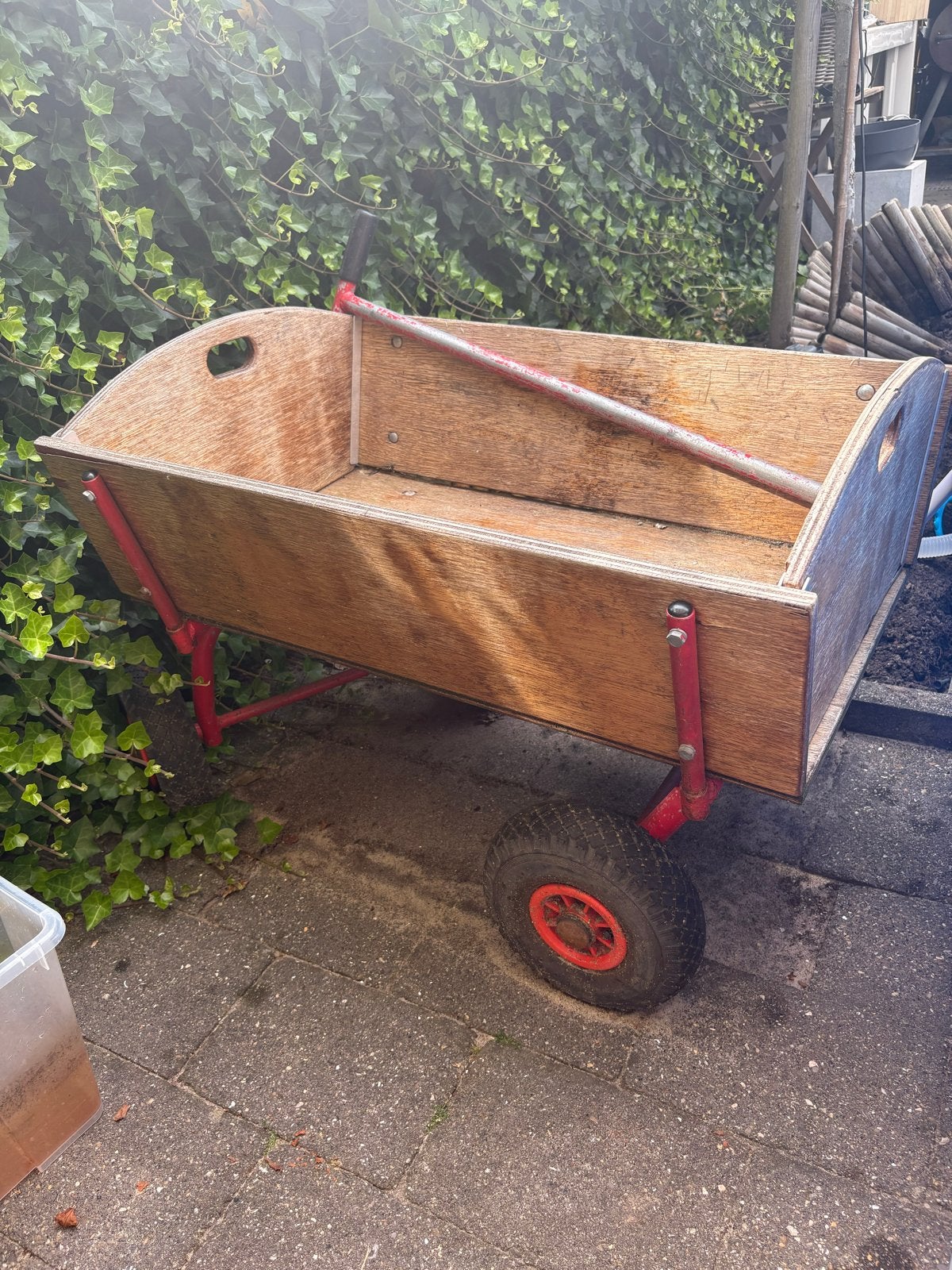 houten bolderkar, Ophalen, Gebruikt, Handmatig, Tweewielig