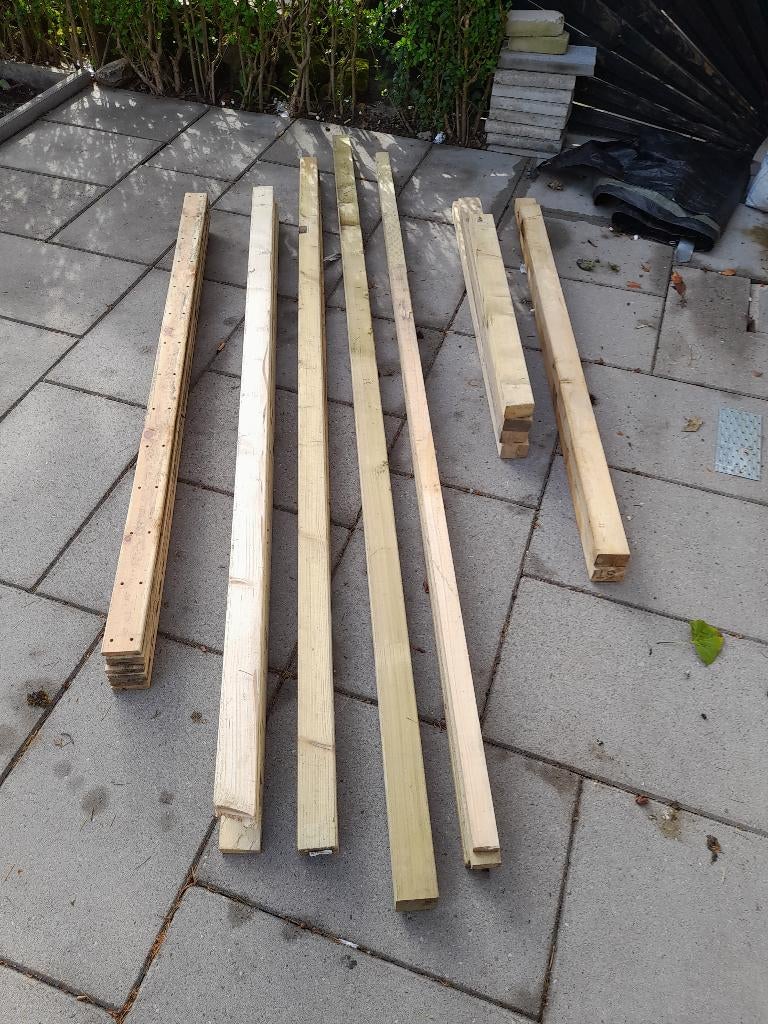 Houten balken en plankjes., Tuin en Terras, Palen, Balken en Planken, Ophalen, Nieuw, 250 cm of meer, Balken