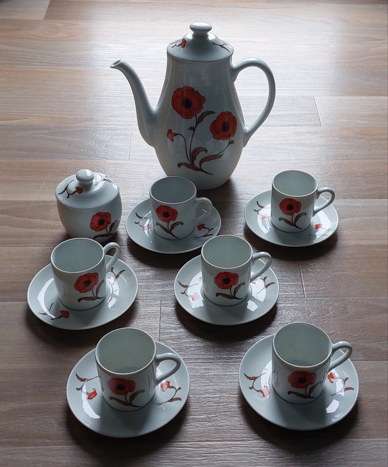 Vintage servies klaproos, Huis en Inrichting, Keuken | Servies, Ophalen of Verzenden, Zo goed als nieuw, Overige stijlen, Porselein