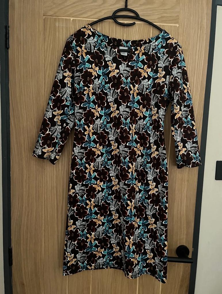 Fos Amsterdam jurk met bloemenprint - Maat S, Ophalen of Verzenden, Zo goed als nieuw, Maat 36 (S), Bruin