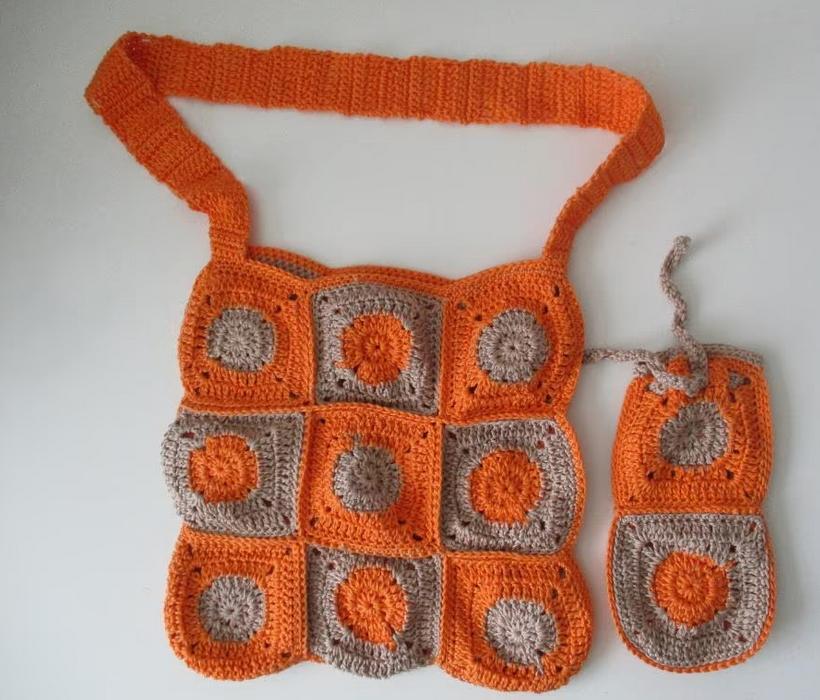 Gehaakte patchwork tas en etui, handgemaakt, nieuw, Oosterveldweg 15, 7274 DZ, Verzenden, Overige typen, Nieuw
