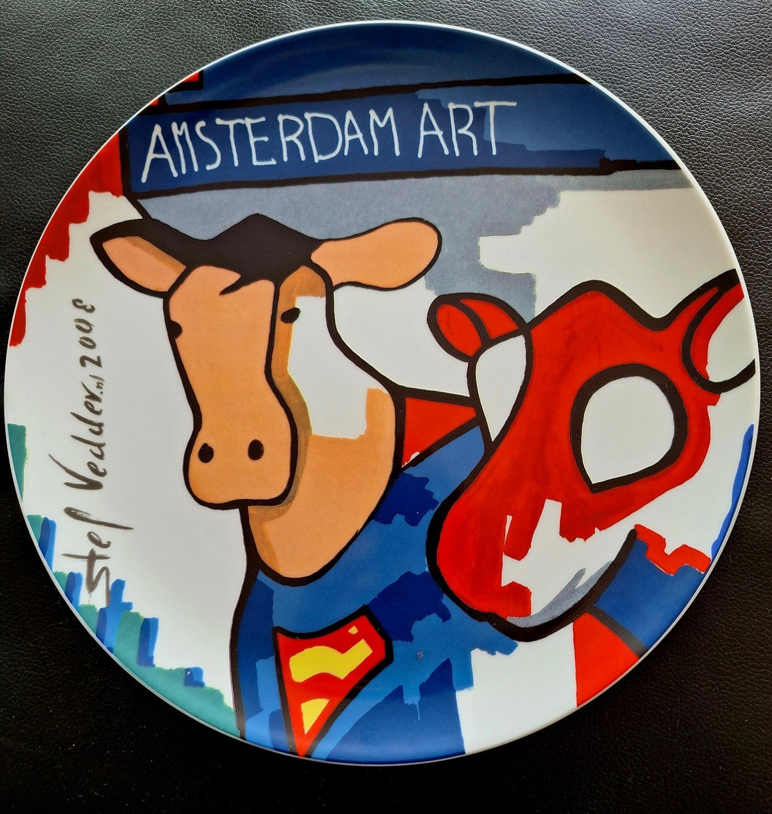 Uniek Supercows bord van Stef Vedder - Taste of Art, Antiek en Kunst, Ophalen, 31 cm, Bord