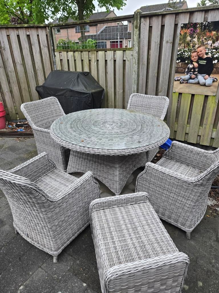 Wicker tuinset Intratuin (excl. kussens), Tuin en Terras, 5 zitplaatsen, Gebruikt, Ophalen of Verzenden, Tuinset