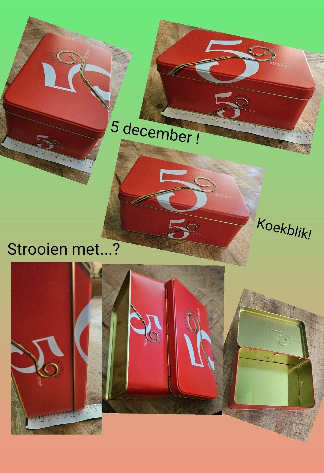 Sinterklaasblik 19.2x12.7x7.5 met rëlief & scharnier deksel!, Ophalen of Verzenden, Nieuw, Koek(jes)