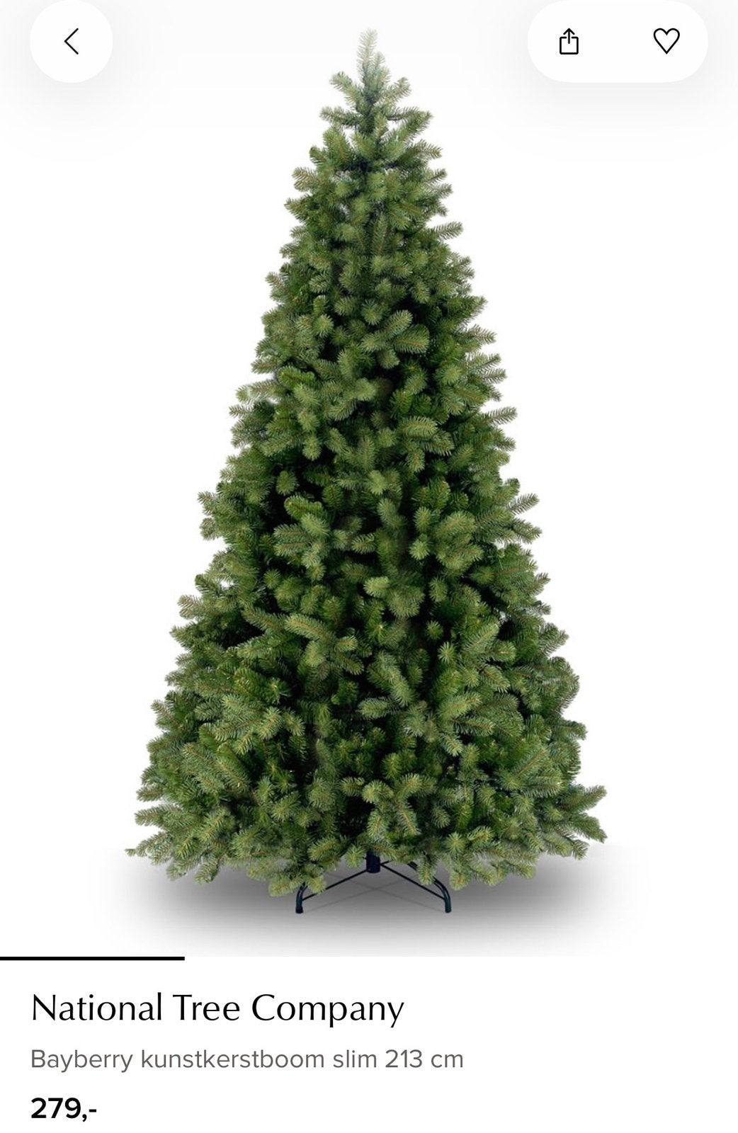 Van Der Gucht Bayberry kunstkerstboom slim 213 cm, Ophalen, Gebruikt