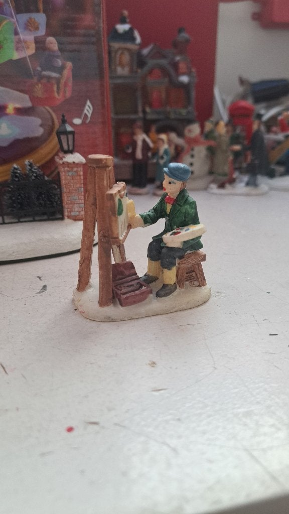 Kunstenaar/schilder voor in kerstdorp (Z260-23), Ophalen of Verzenden, Zo goed als nieuw