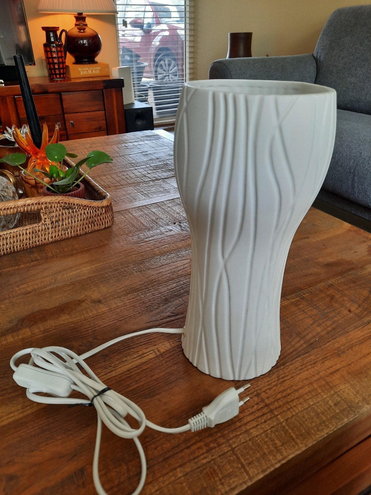 JCJ Haans designer tafellamp keramiek, Vintage, Keramiek, Wit, Zo goed als nieuw