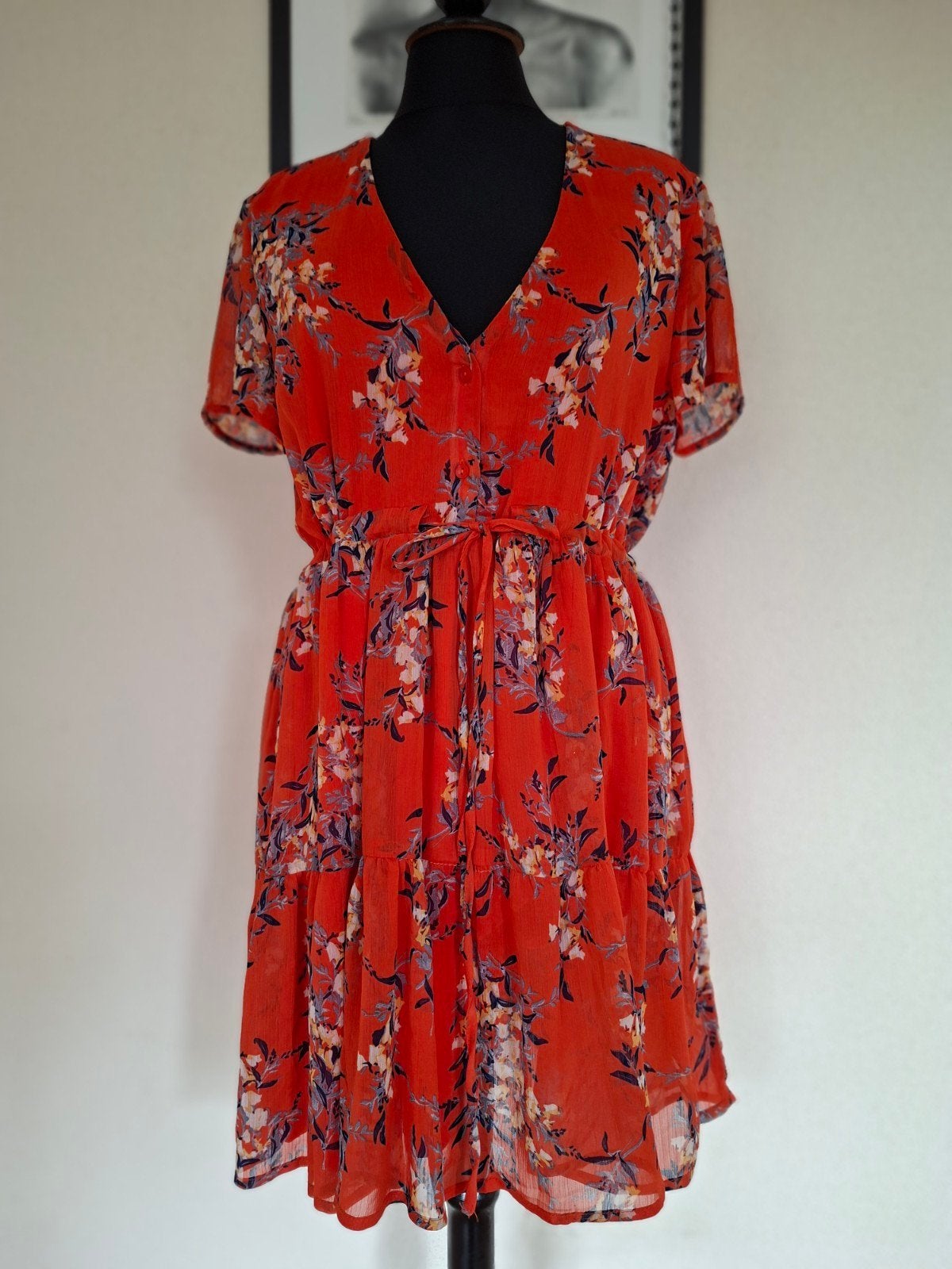 Kilibbi Oranje Bloemenjurk Maat M/L, Maat 38/40 (M), Kilibbi, Oranje, Ophalen of Verzenden