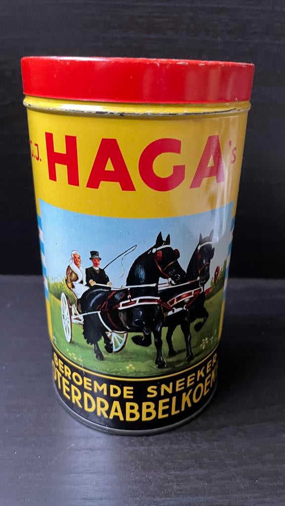Vintage G.J. Haga Jr. Sneek boterblik, Ophalen of Verzenden