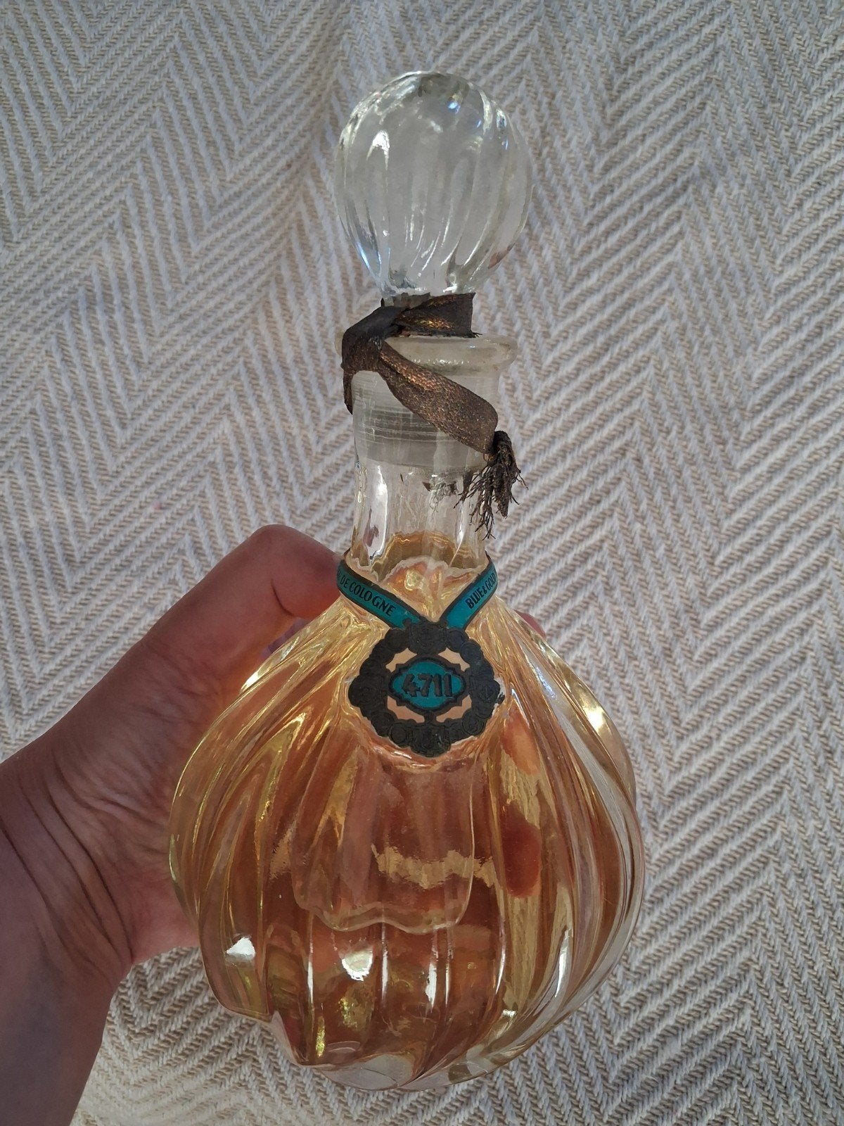 Vintage 4711 Eau de Cologne fles met glazen stop, Antiek en Kunst, Ophalen of Verzenden