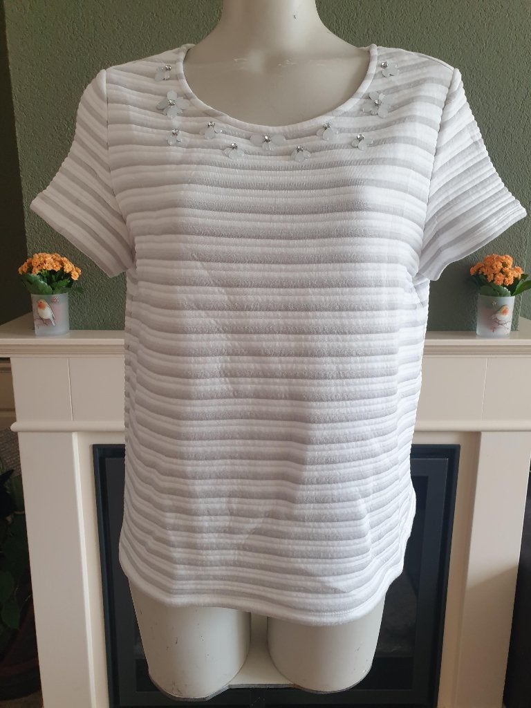 Taifun mooie licht grijs witte truitje 44 L, Verzenden, Maat 42/44 (L), Zo goed als nieuw, Taifun