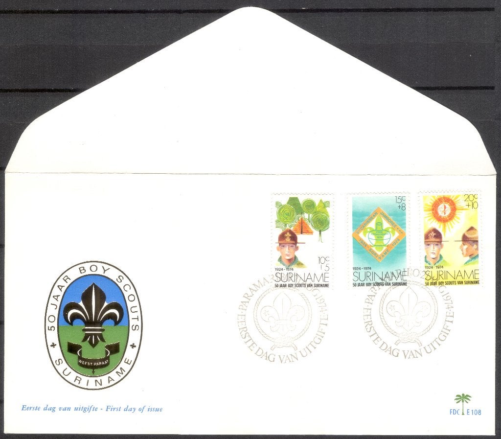 Suriname - 50 jaar boy scouts 1974, Verzenden, Envelop