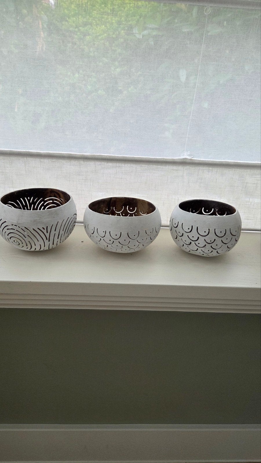 Set van 3 decoratieve schalen, kokosnoot, handgemaakt, Ophalen of Verzenden