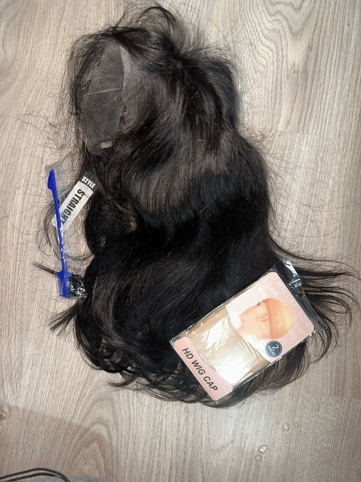 HD Human Hair Pruik 14 inch Zwart Steil 13x6 Lace 210% Dicht, Ophalen, Nieuw, Pruik of Haarverlenging
