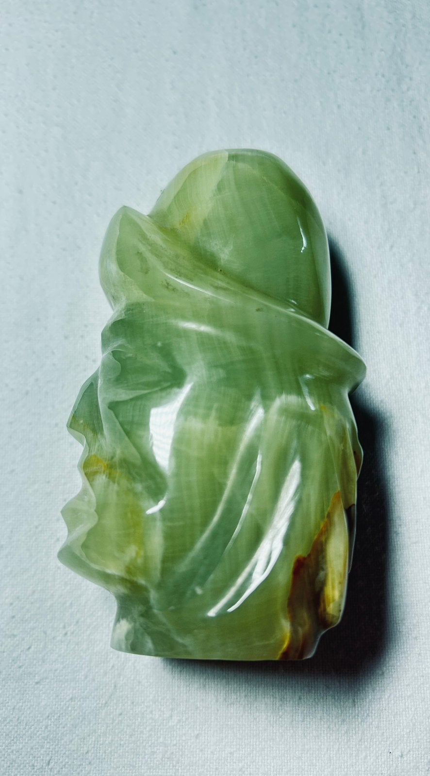 Handgemaakt beeldje van groene onyx, 11 cm, zwaar, Mexico,, Ophalen of Verzenden
