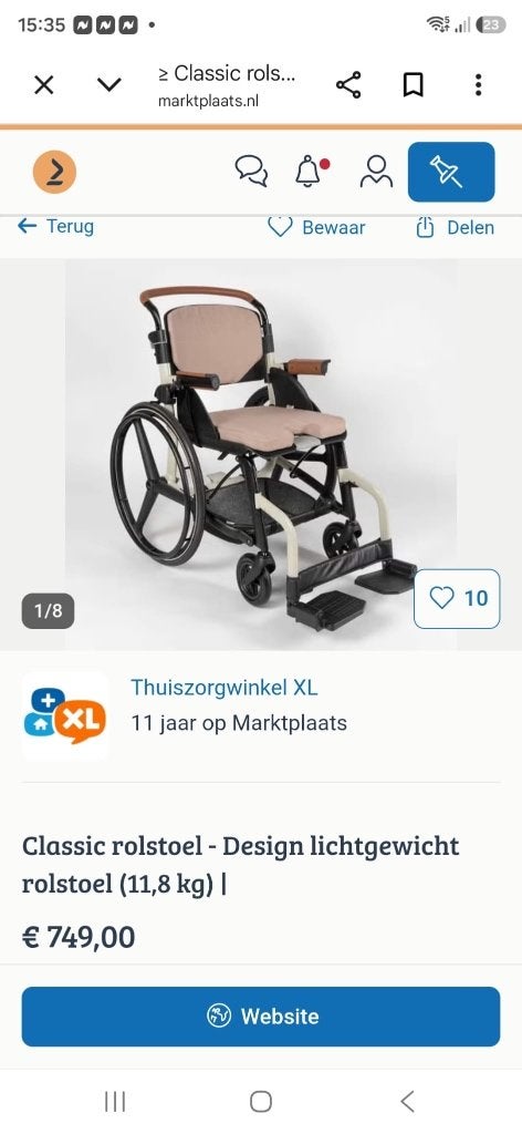 Design rolstoel, Diversen, Rolstoelen, Ophalen, Inklapbaar, Zo goed als nieuw, Duwrolstoel