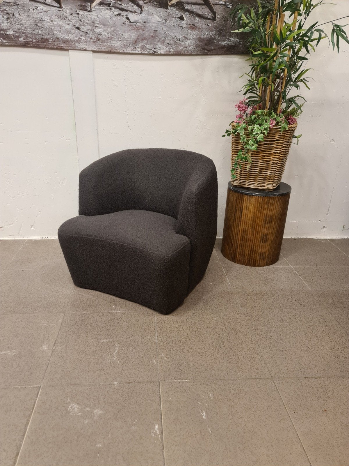 nieuwe fauteuil zwart boucle teddystof €95, Ophalen, ., Nieuw, 75 tot 100 cm
