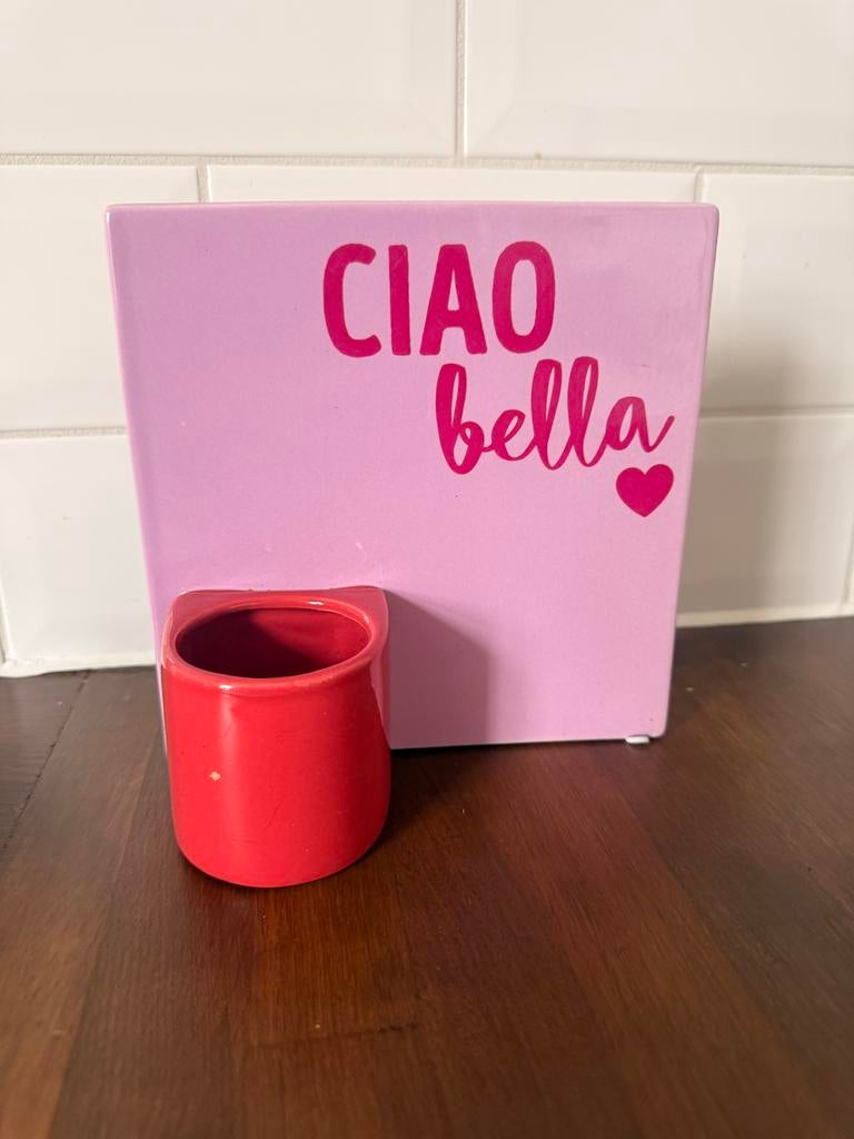 Decoratie Zusss “Ciao bella”, Ophalen of Verzenden, Zo goed als nieuw, Roze, Steen/keramiek