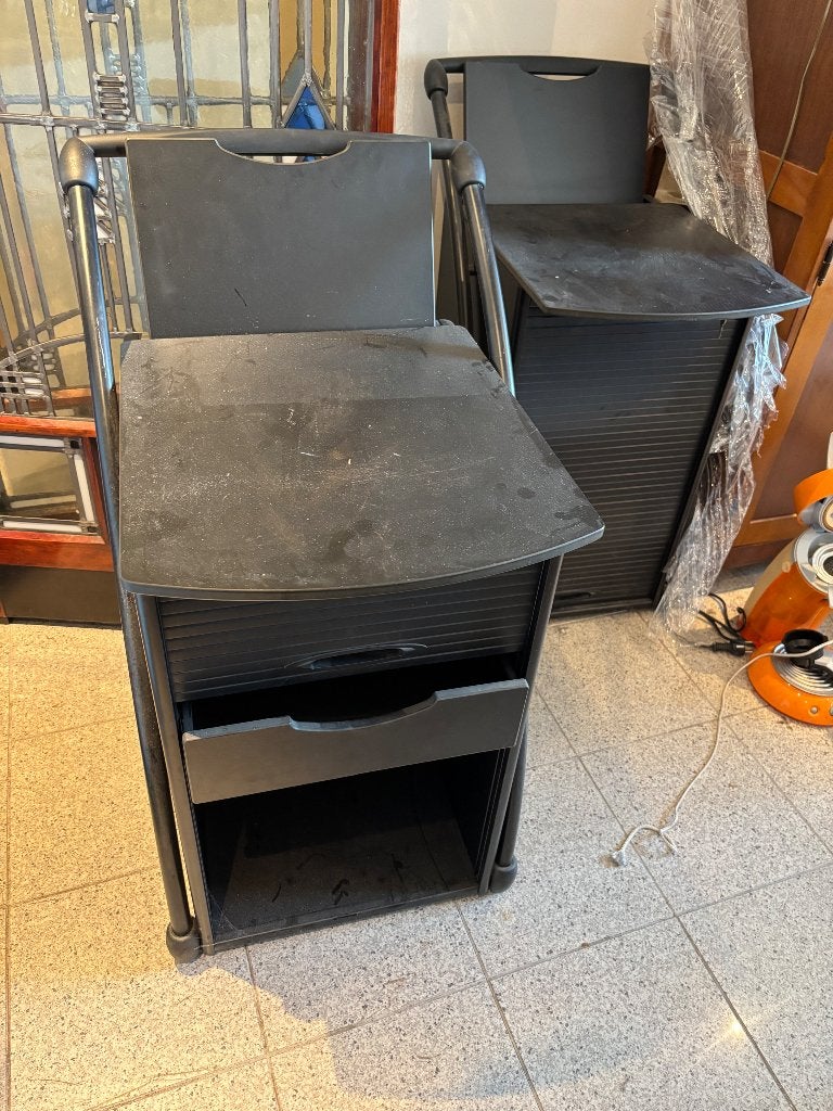 2 zwarte rolbare bureau flexwerk kasten lade slot, Huis en Inrichting, Kasten | Ladekasten, Ophalen, 25 tot 50 cm, 50 tot 100 cm