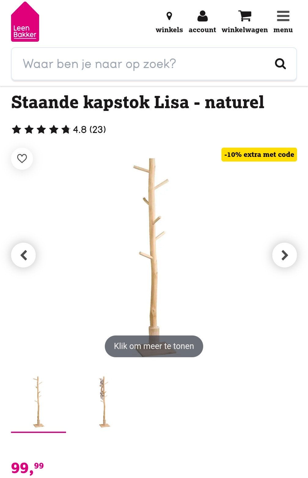 Boomstam kapstok, thee kastje, Curver wasmanden, Ophalen