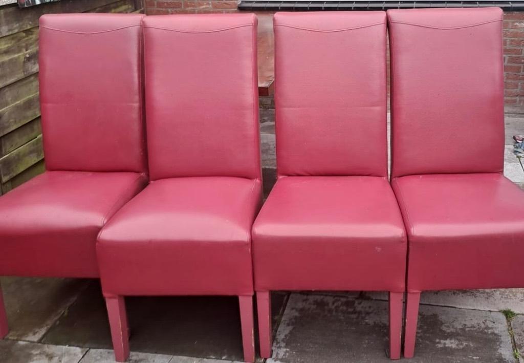 rode leren eetkamer stoelen, Ophalen, Gebruikt, Leer, Vier