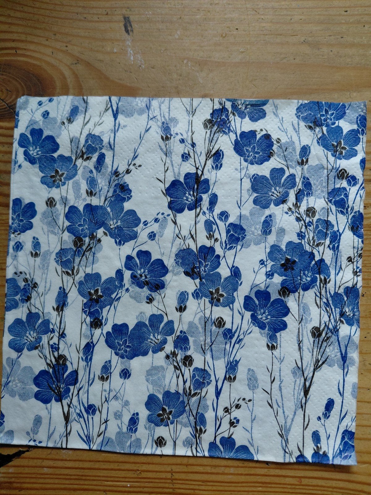 Servetten voor Decoupage - Blauwe Bloemen, Nieuw, Papier of Karton, Blauw, Knutselmateriaal