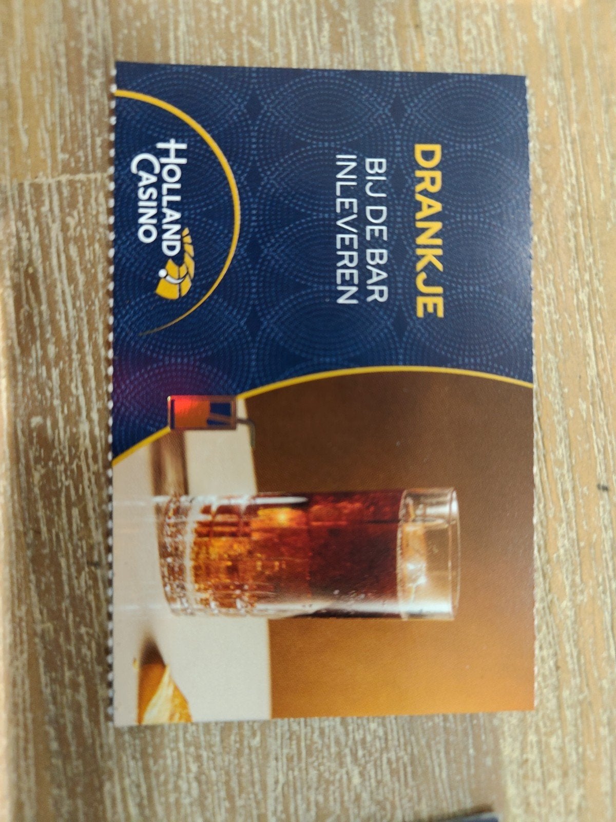 Holland casino voucher voor drankje, Eén persoon, Kortingsbon