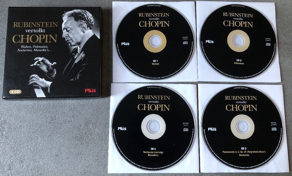 CHOPIN - RUBINSTEIN VERTOLKT CHOPIN - BOX 4 CD'S, Chopin, Overige typen, Ophalen of Verzenden, Zo goed als nieuw
