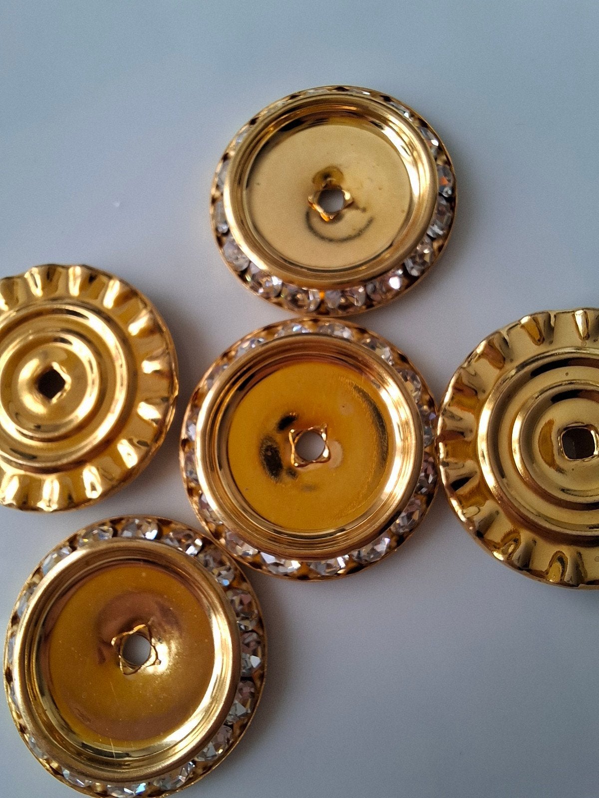 5 stuks kralen strass goud, Kraal, -, -, Nieuw
