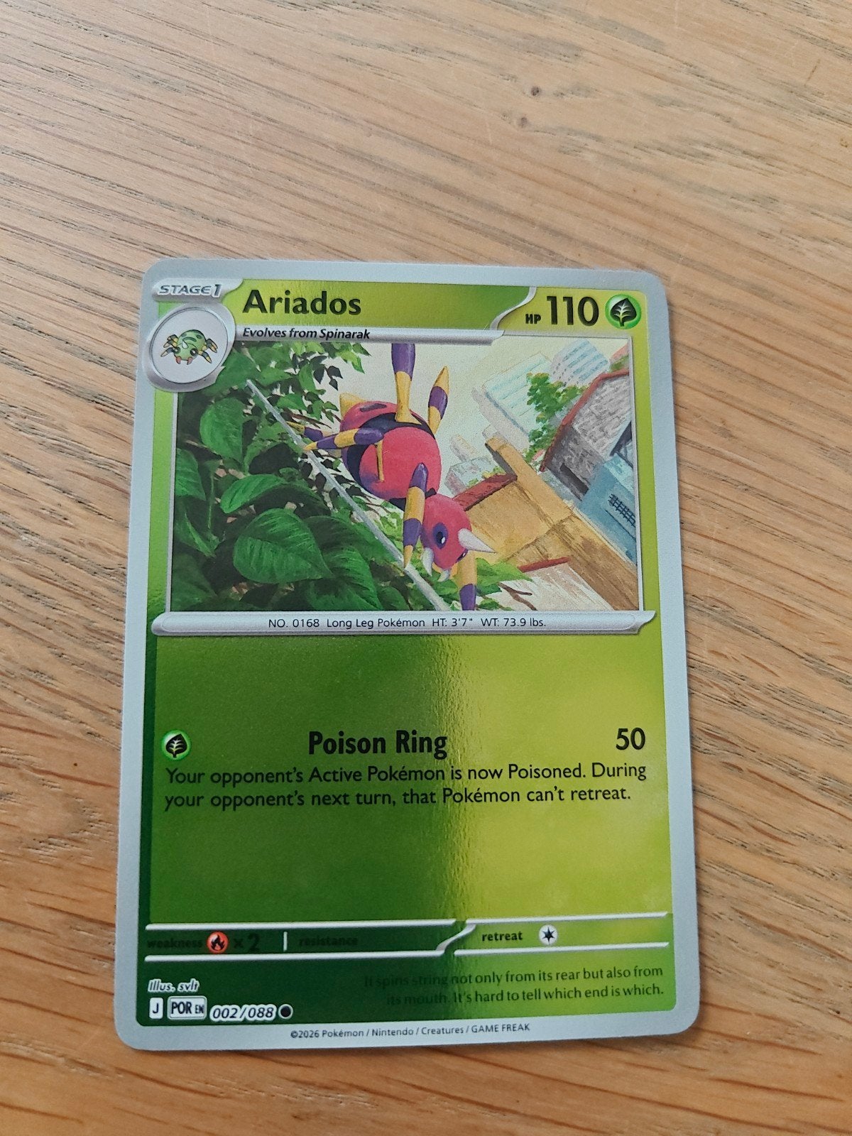 Pokémon Ariados 002/088 Rev Holo Kaart, Ophalen, Zo goed als nieuw, Losse kaart, Foil