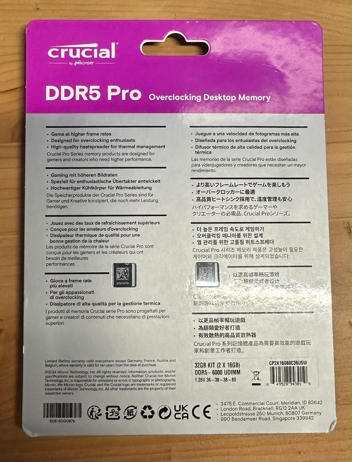 Foto 3 van rucial Pro DDR5 32GB (2x16GB) 6000 CL36 – Nieuw in doos