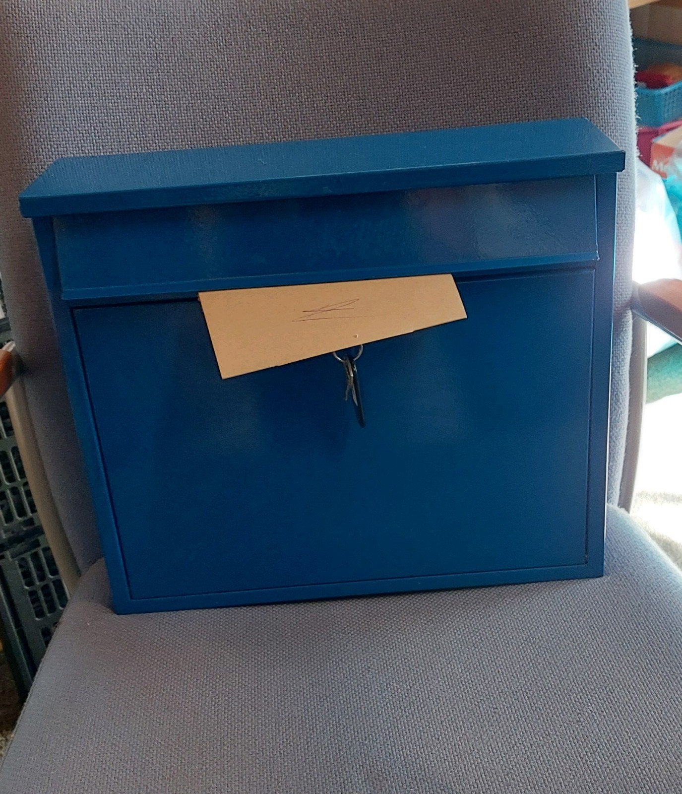 Brievenbus met slot, blauw, nieuw, Tuin en Terras, Brievenbussen, Ophalen of Verzenden, Nieuw