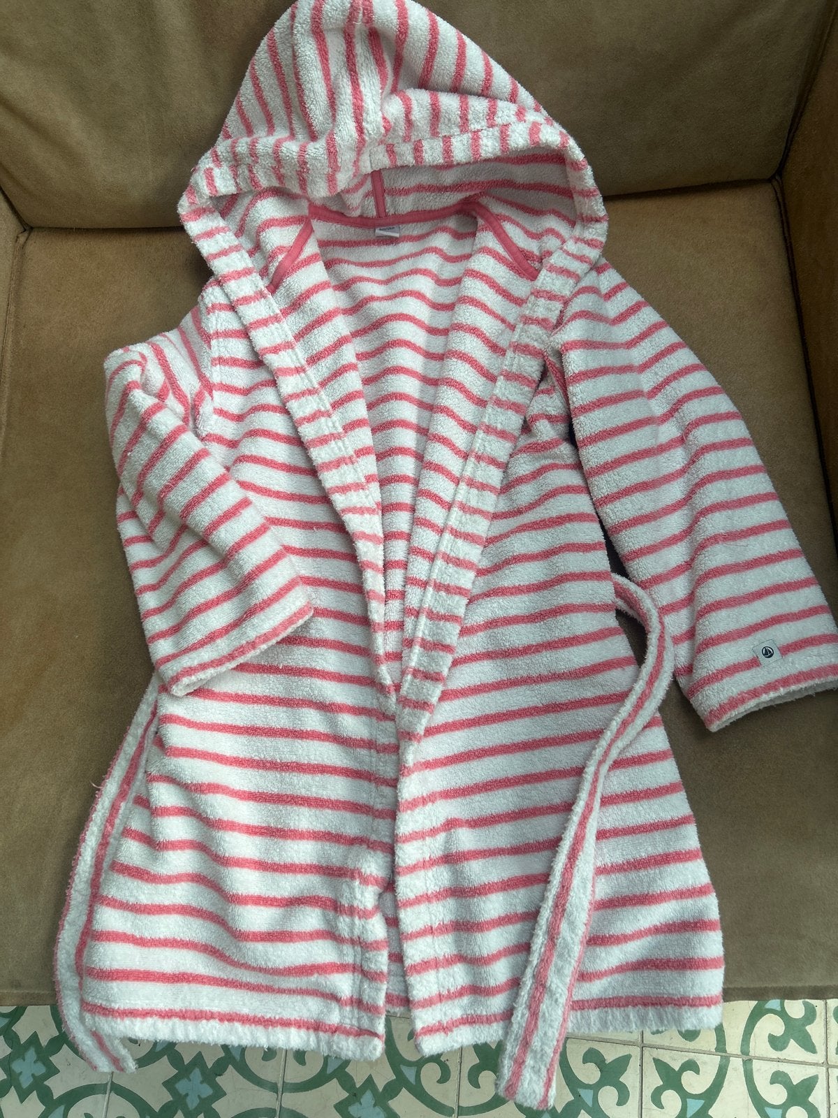 Petit Bateau Badjas Roze/Wit Gestreept - 8 jaar, Ophalen of Verzenden, Gebruikt, Meisje