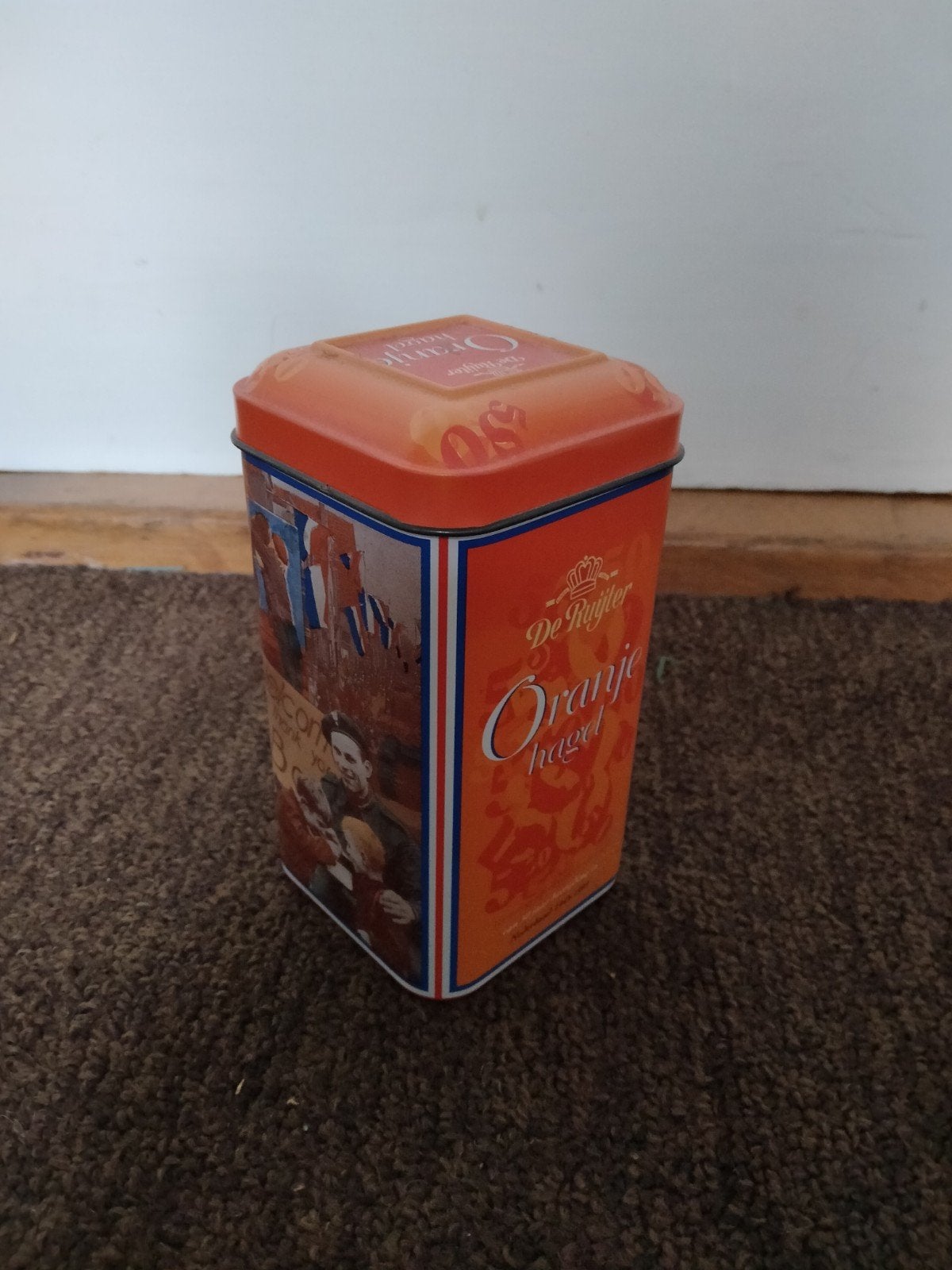 De Ruijter Oranje hagel blik 50 jaar bevrijding 1945-1995, Verzamelen, Ophalen of Verzenden, Gebruikt, Overige, Overige merken