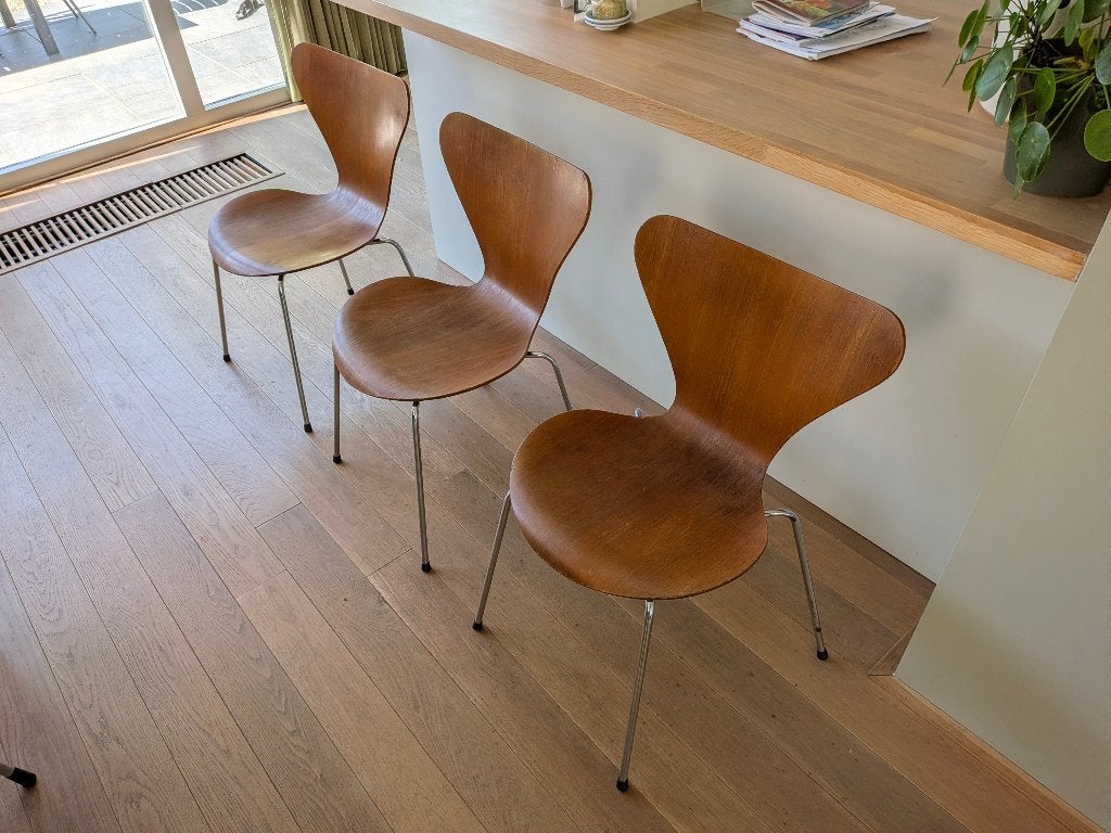 Vlinderstoel fritz hansen 3x, Huis en Inrichting, Stoelen, Ophalen, Gebruikt, Vintage, Hout