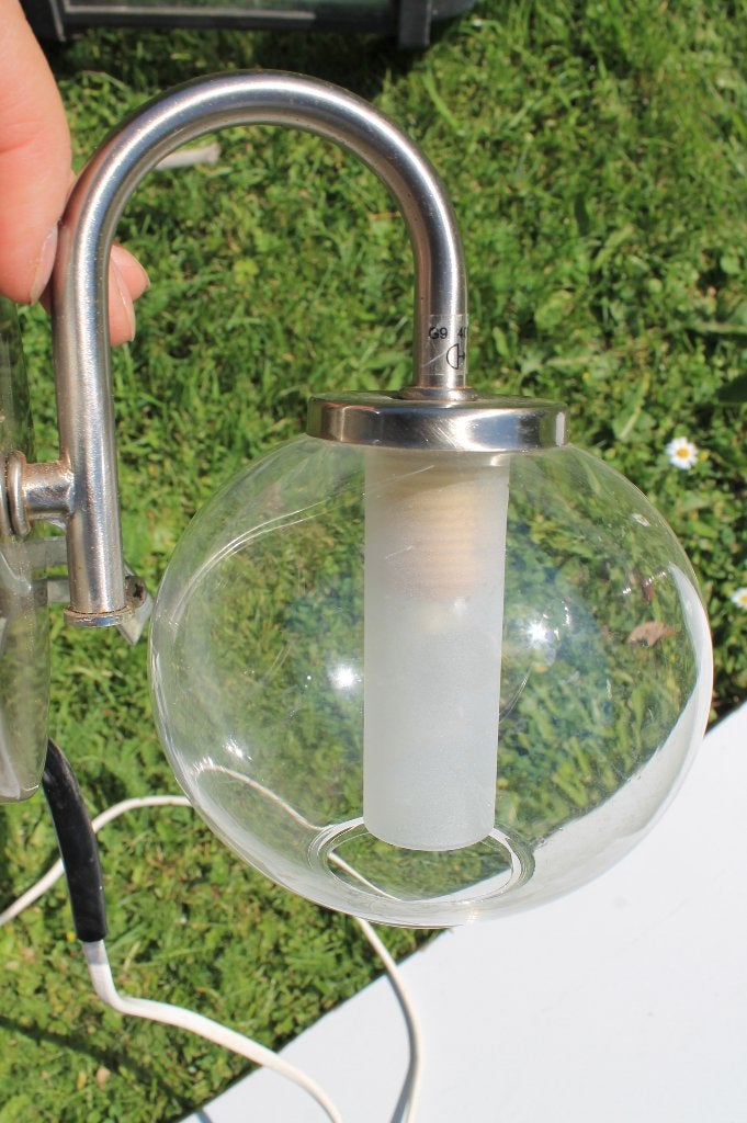 2x Glazen bol wandlampje, Ophalen, Gebruikt, Overige fittingen, Glas
