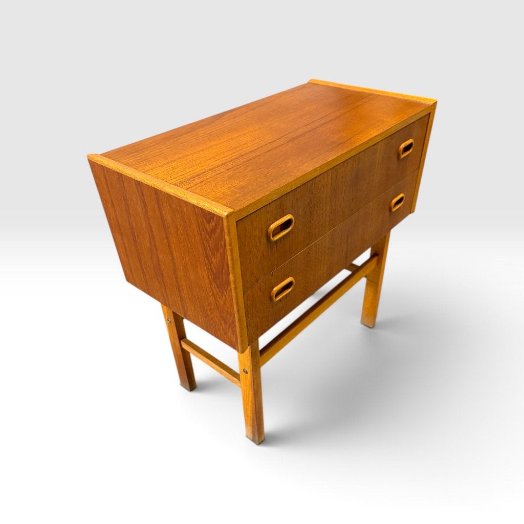 Teak fineer vintage ladekastje, Gebruikt, 1 of 2 laden, Teakhout, ?