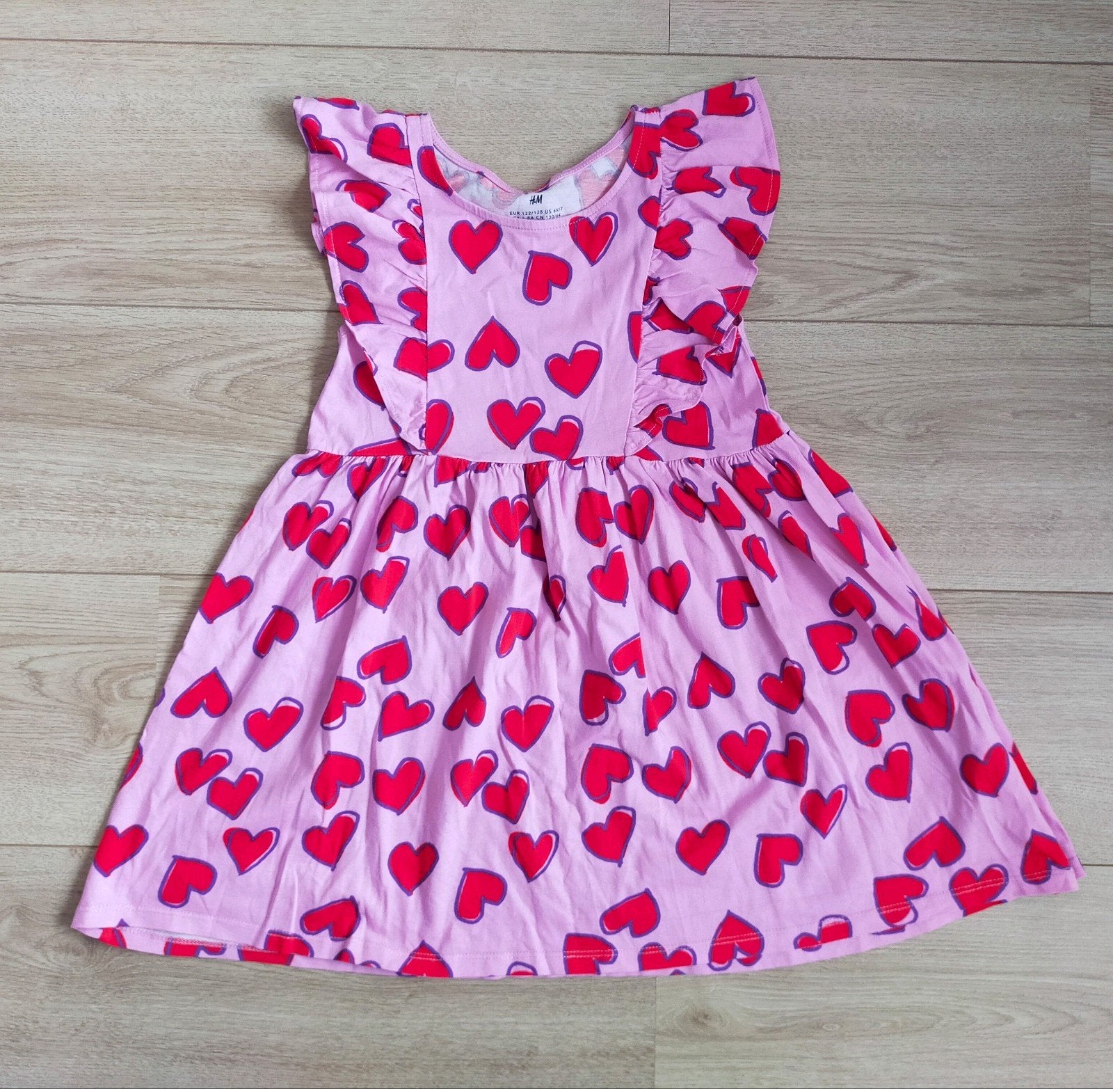 Zgan! Schattig jurkje met hartjes van H&M! Mt 122/128, Kinderen en Baby's, Kinderkleding | Maat 122, Meisje, H&M, Ophalen of Verzenden