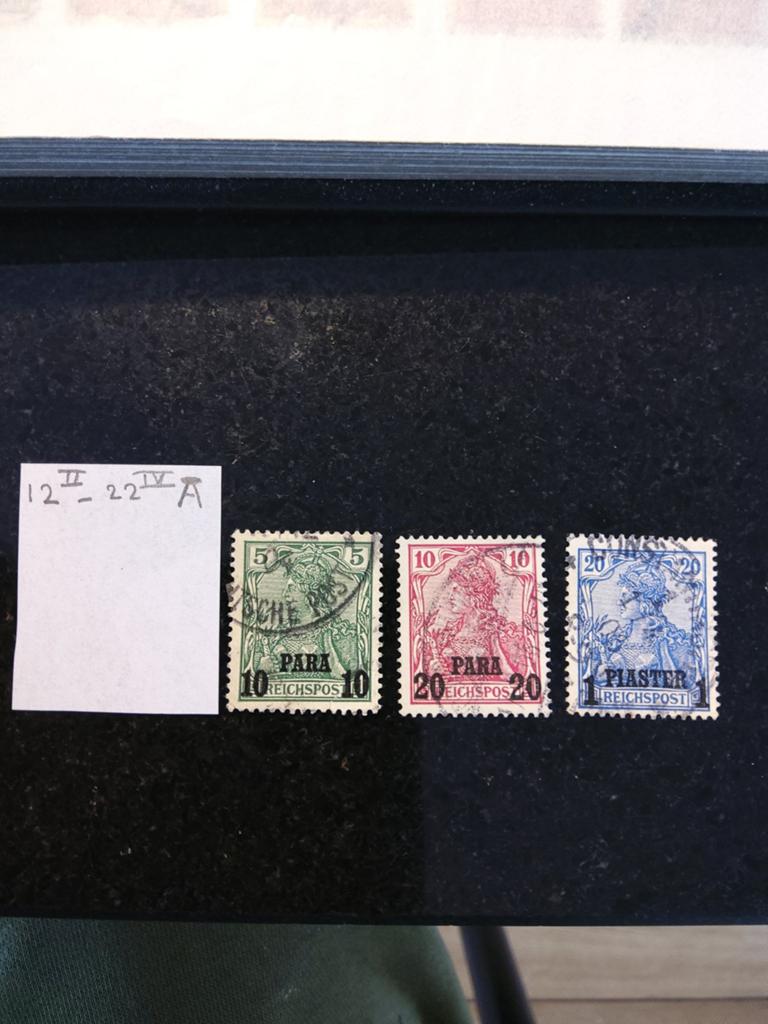 Duitse kolonie levant mi 12/22 type II met dak op letter, Ophalen of Verzenden, Overige periodes