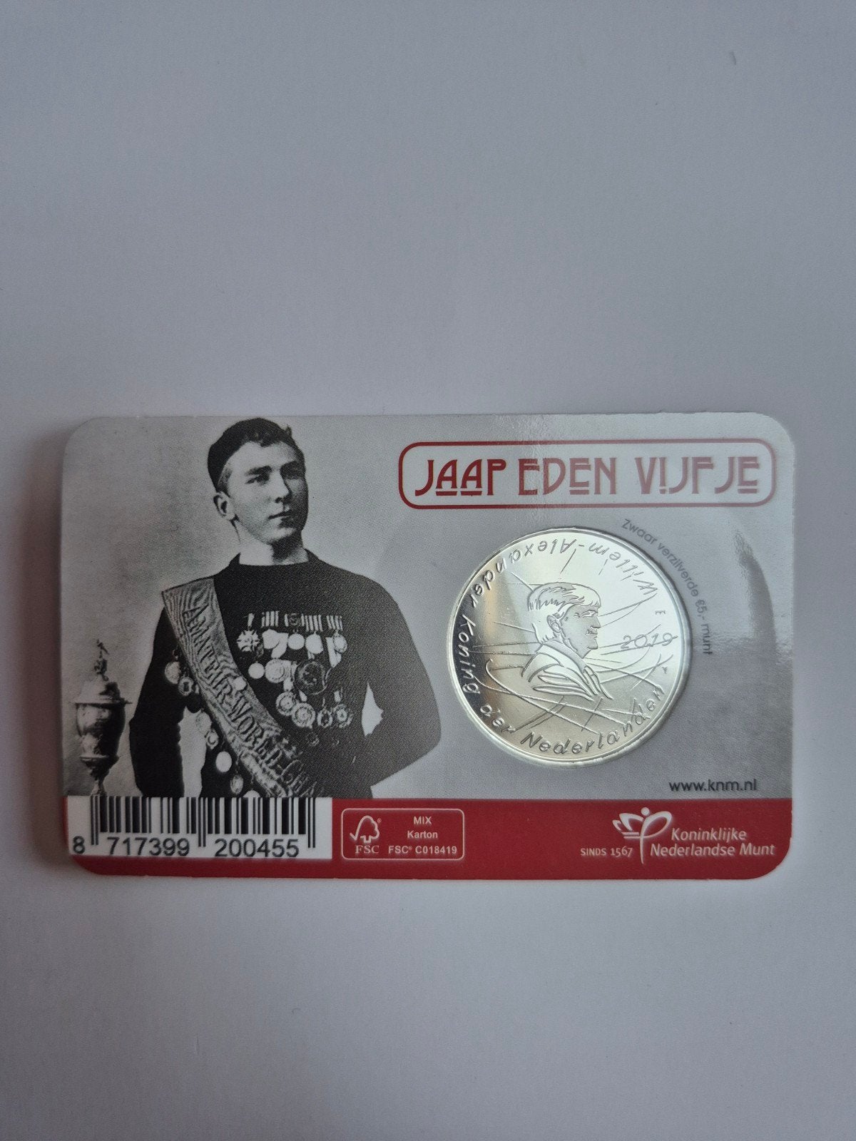 Jaap Eden Vijfje 2019 - Officiële herdenkingsmunt, Ophalen of Verzenden, Koningin Beatrix, Overige waardes, Losse munt